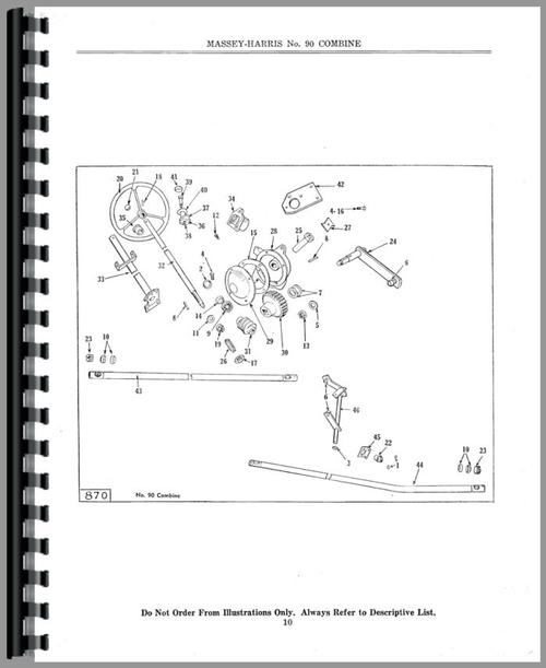 Parts Manual for Massey Harris 90 Combine Sample Page From Manual