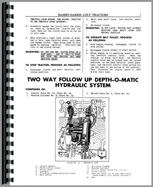 Service Manual for Massey Harris Colt Tractor Sample Page From Manual