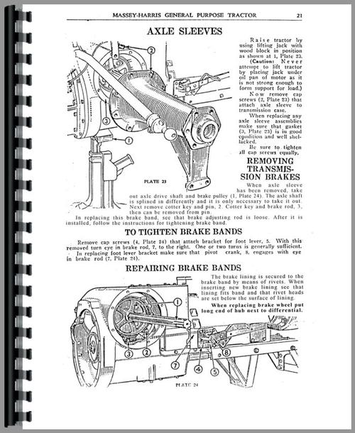 Service Manual for Massey Harris GP Tractor Sample Page From Manual
