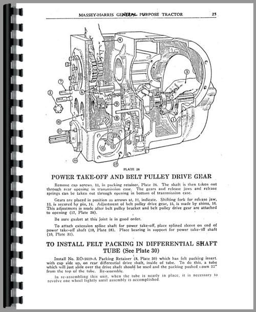 Service Manual for Massey Harris GP Tractor Sample Page From Manual