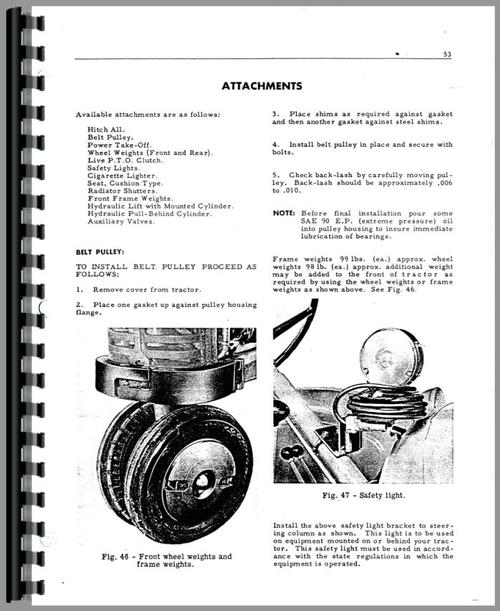 Operators Manual for Massey Harris 333 Tractor Sample Page From Manual