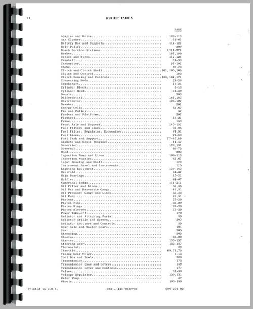 Parts Manual for Massey Harris 333 Tractor Sample Page From Manual