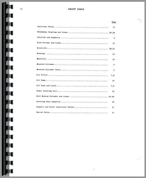 Parts Manual for Massey Harris 333 Hydraulic Equipment Sample Page From Manual