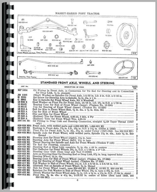 Parts Manual for Massey Harris Pony Tractor Sample Page From Manual