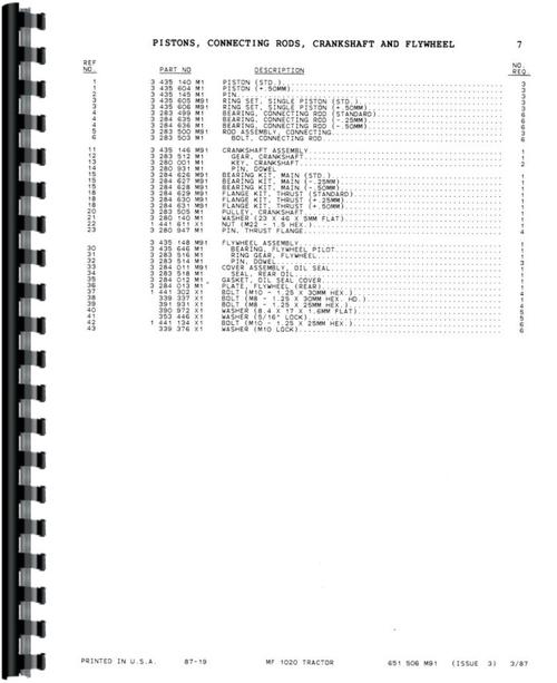 Parts Manual for Massey Ferguson 1020 Tractor Sample Page From Manual