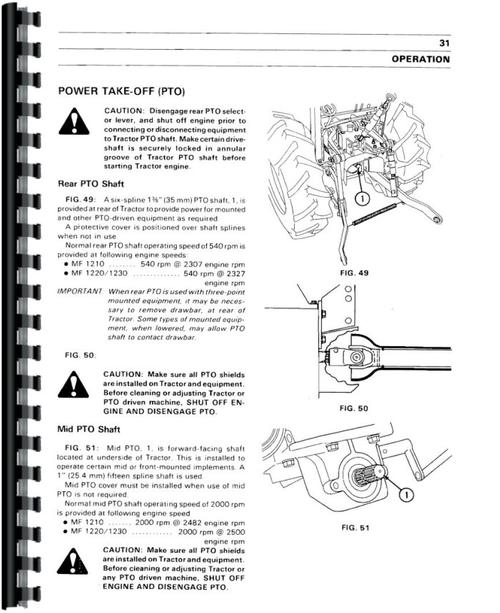 Operators Manual for Massey Ferguson 1220 Tractor Sample Page From Manual