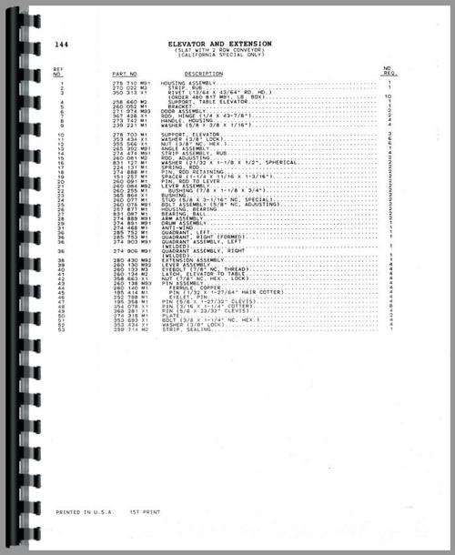 Parts Manual for Massey Ferguson 760 Combine Sample Page From Manual