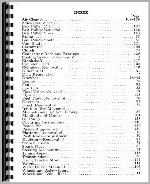 Service Manual for Mccormick Deering 15-30 Tractor Sample Page From Manual