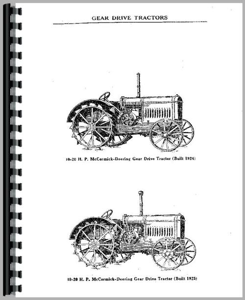 Service Manual for Mccormick Deering 20-10 Tractor Sample Page From Manual