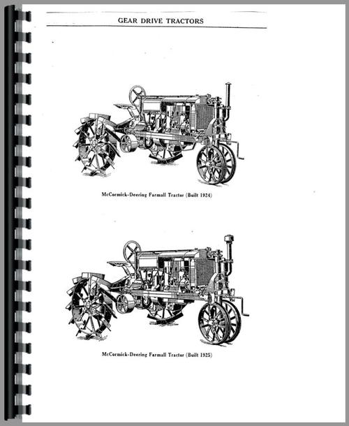Operators Manual for Mccormick Deering Regular Tractor Sample Page From Manual