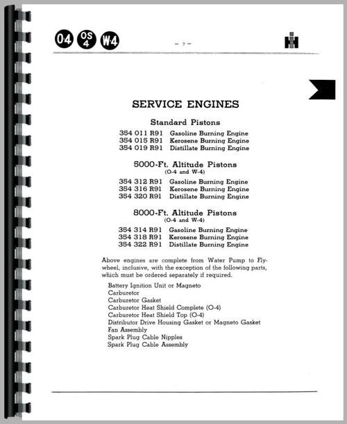 Parts Manual for Mccormick Deering O4 Tractor Sample Page From Manual