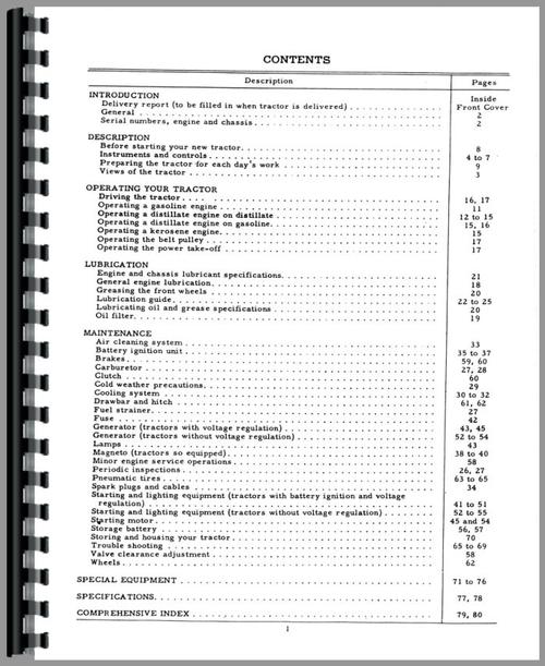 Operators Manual for Mccormick Deering OS4 Tractor Sample Page From Manual
