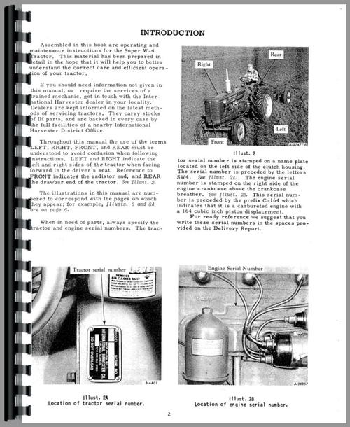 Operators Manual for Mccormick Deering Super W4 Tractor Sample Page From Manual