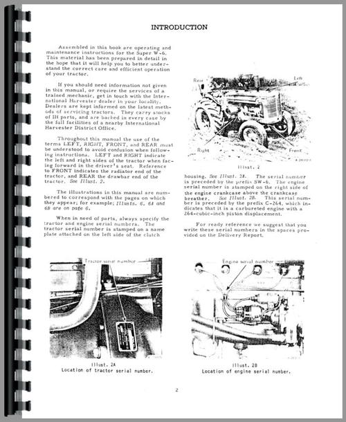 Operators Manual for Mccormick Deering Super W6 Tractor Sample Page From Manual