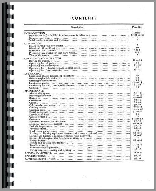 Operators Manual for Mccormick Deering Super WD6 Tractor Sample Page From Manual