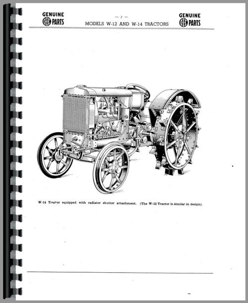 Parts Manual for Mccormick Deering W14 Tractor Sample Page From Manual