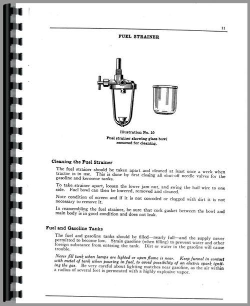 Operators Manual for Mccormick Deering W30 Tractor Sample Page From Manual