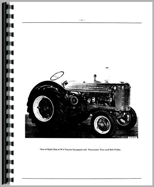Parts Manual for Mccormick Deering W4 Tractor Engine Sample Page From Manual