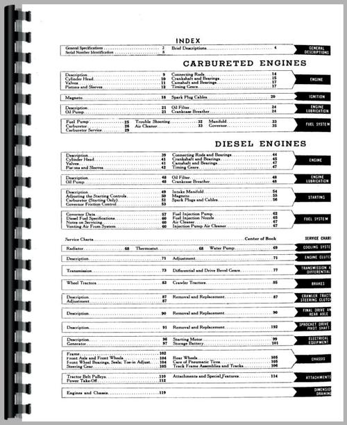 Service Manual for Mccormick Deering W9 Tractor Sample Page From Manual