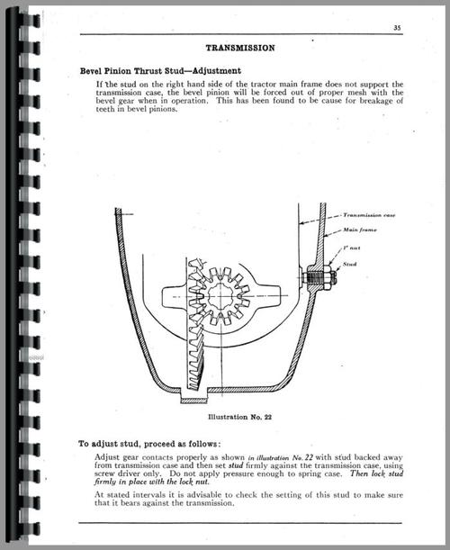 Operators Manual for Mccormick Deering WD40 Tractor Sample Page From Manual