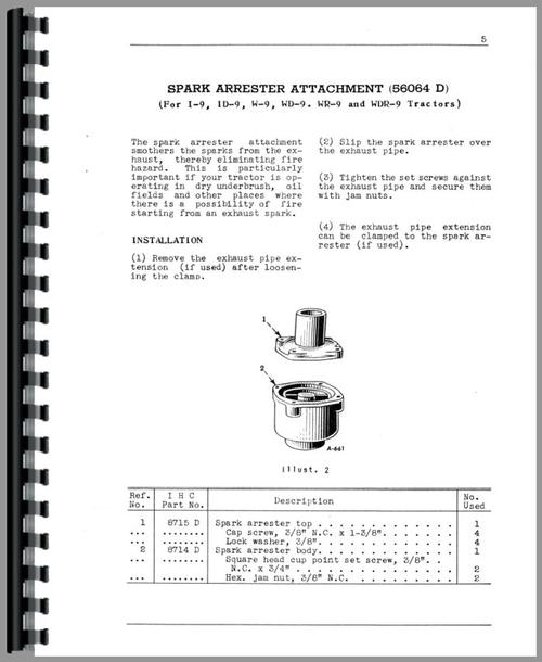 Operators Manual for Mccormick Deering WDR9 Tractor Attachments Sample Page From Manual