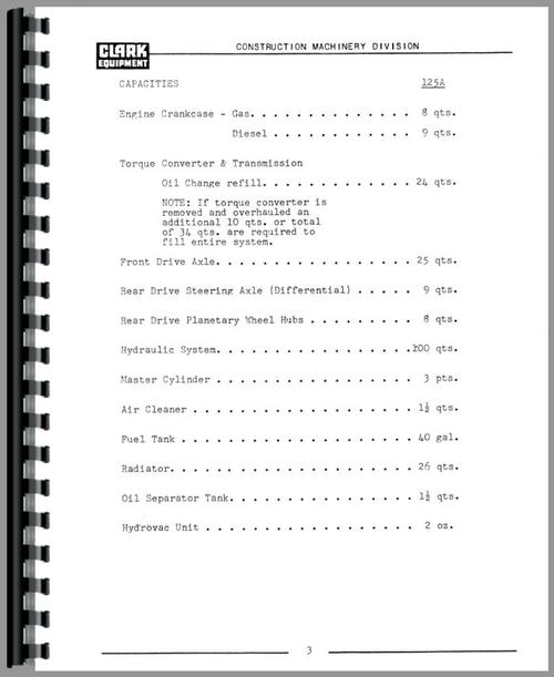 Service Manual for Michigan 125A Wheel Loader Sample Page From Manual
