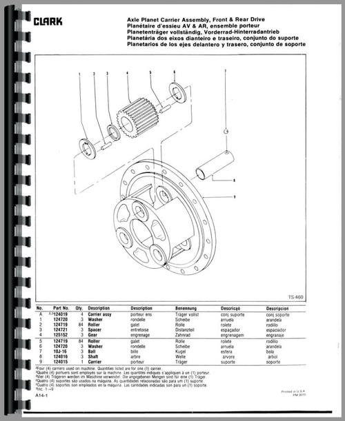Parts Manual for Michigan 275 Wheel Loader Sample Page From Manual