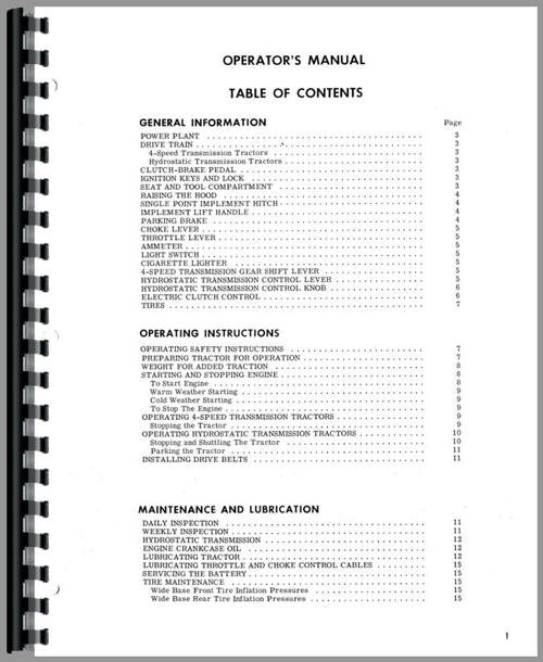 Service Manual for Minneapolis Moline 108 Lawn & Garden Tractor Sample Page From Manual