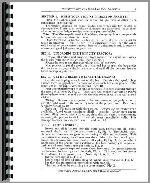 Service Manual for Minneapolis Moline 20-12 Twin City Tractor Sample Page From Manual
