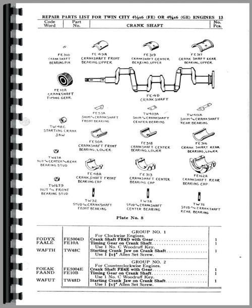Parts Manual for Minneapolis Moline 21-32 Twin City Tractor Sample Page From Manual