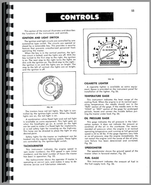 Operators Manual for Minneapolis Moline 335 Tractor Sample Page From Manual