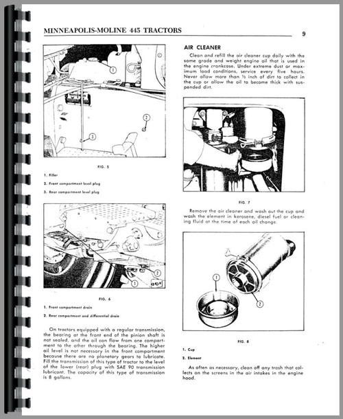Operators Manual for Minneapolis Moline 445 Tractor Sample Page From Manual