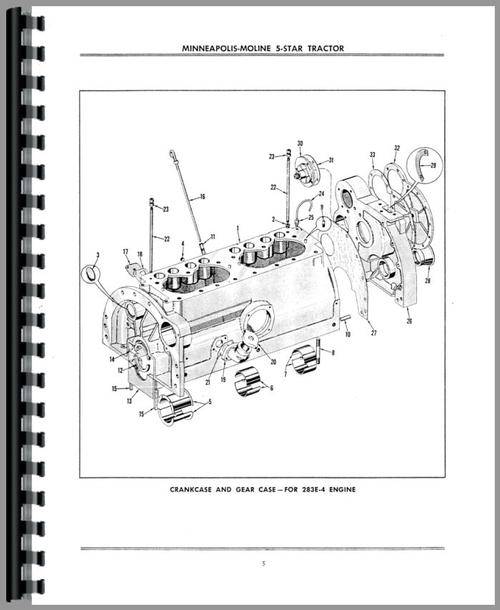 Parts Manual for Minneapolis Moline 5 Star Tractor Sample Page From Manual
