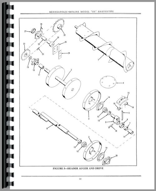 Parts Manual for Minneapolis Moline 88 Combine Sample Page From Manual