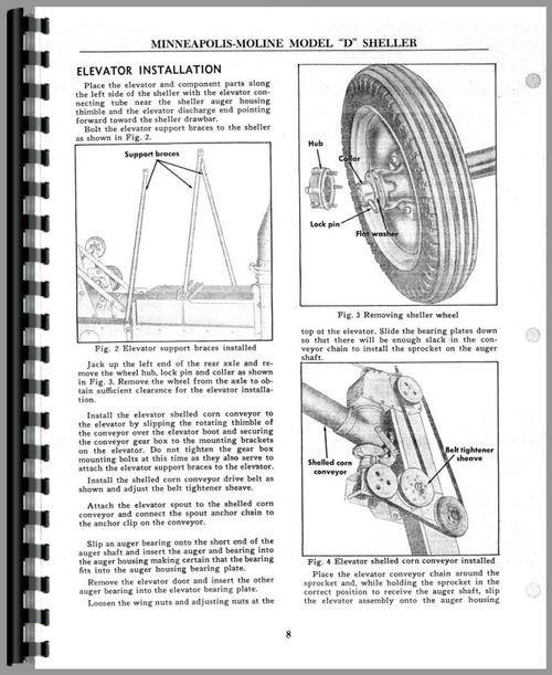Operators Manual for Minneapolis Moline D Corn Sheller Sample Page From Manual