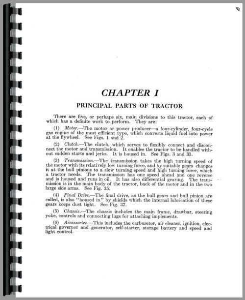 Service Manual for Minneapolis Moline D Universal Tractor Sample Page From Manual