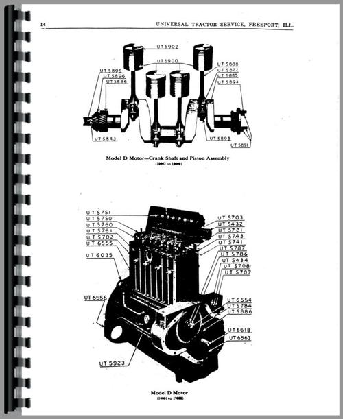 Parts Manual for Minneapolis Moline D Universal Tractor Sample Page From Manual
