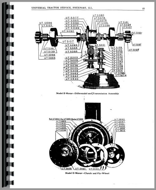 Parts Manual for Minneapolis Moline D Universal Tractor Sample Page From Manual