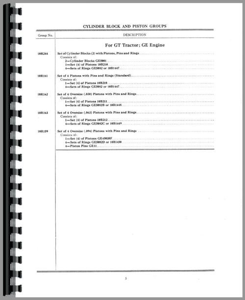 Parts Manual for Minneapolis Moline All Engine Cylinder Blocks Sample Page From Manual