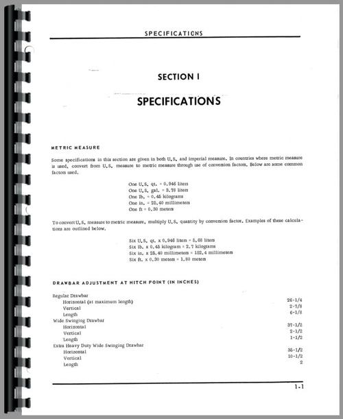 Operators Manual for Minneapolis Moline G1355 Tractor Sample Page From Manual