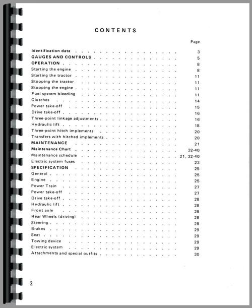 Operators Manual for Minneapolis Moline G350 Tractor Sample Page From Manual