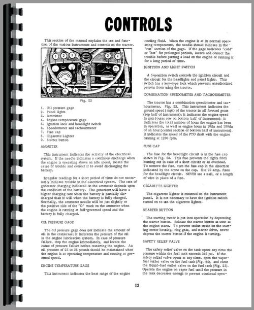 Operators Manual for Minneapolis Moline G706 Tractor Sample Page From Manual