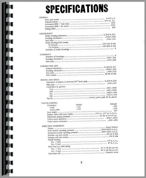 Operators Manual for Minneapolis Moline G706 Tractor Sample Page From Manual