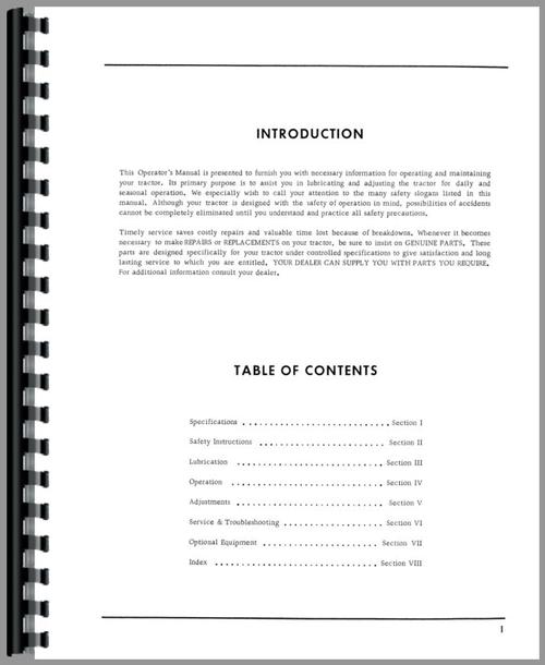 Operators Manual for Minneapolis Moline G940 Tractor Sample Page From Manual