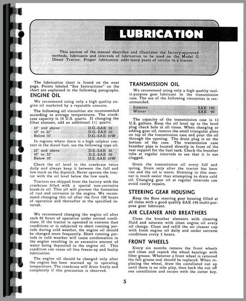 Operators Manual for Minneapolis Moline GB Tractor Sample Page From Manual