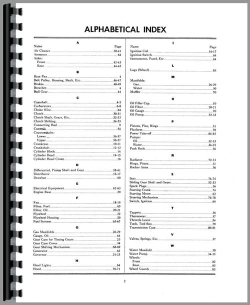 Parts Manual for Minneapolis Moline GTC Tractor Sample Page From Manual