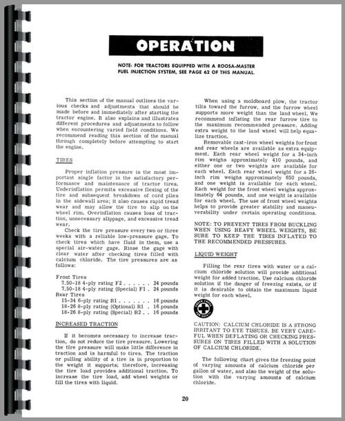 Operators Manual for Minneapolis Moline GVI Tractor Sample Page From Manual