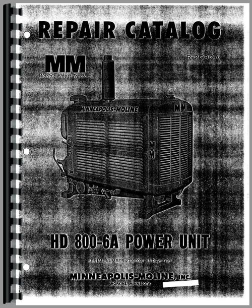 Parts Manual for Minneapolis Moline HD 800A6A Power Unit Sample Page From Manual