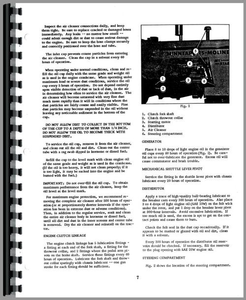 Operators Manual for Minneapolis Moline Jet Star 3 Tractor Sample Page From Manual