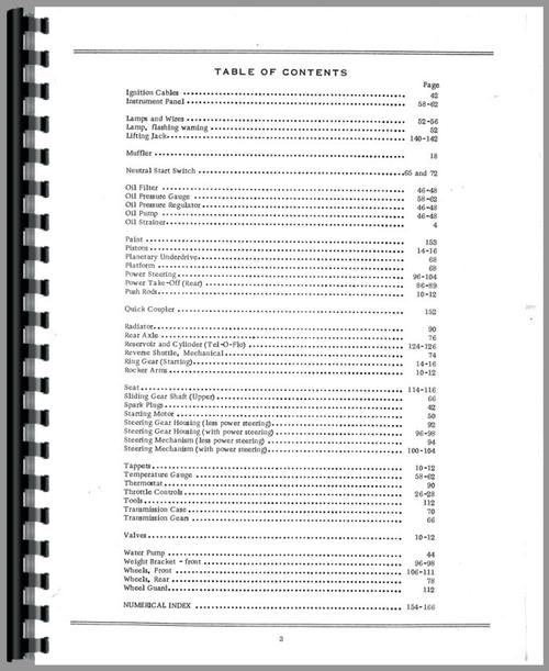 Parts Manual for Minneapolis Moline Jet Star 3 Super Tractor Sample Page From Manual
